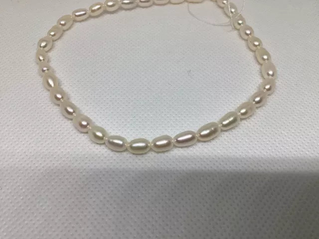 Ivory White Oval / Rice Freshwater Pearls Beads 6-8mm Jewellery Making 50 Beads