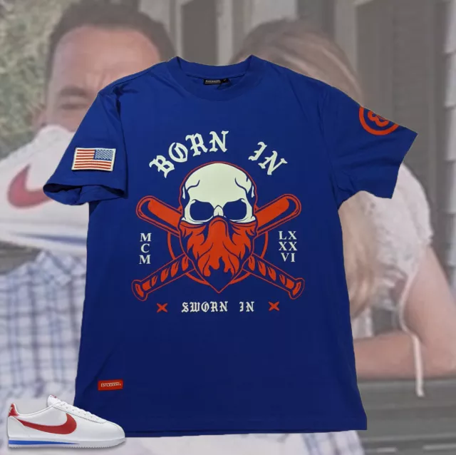 Tee to Match Nike Cortez "Forrest Gump" Sneakers, Royal, BI🚫SI USA Puerto Rico