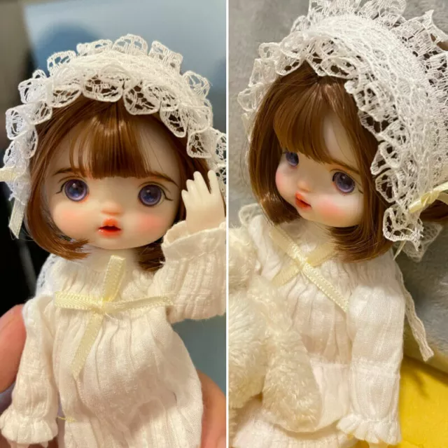 Full SET Outfits 1/8 BJD Doll SD Cute Girl Eyes Face Makeup Wig Hair Dress Gift