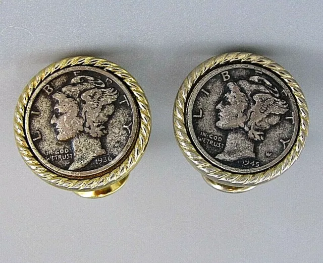 Mens Vintage LIBERTY MERCURY DIME COIN ART CUFFLINKS Costume Jewelry T83 Mens Vintage LIBERTY MERCURY DIME COIN ART CUFFLINKS Costume Jewelry T83