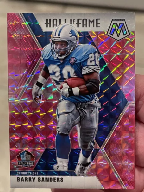 2020 Panini Mosaic Barry Sanders #294 Pink Camo Mosaic Prizm HoF DET Lions SP