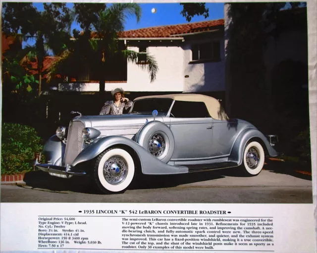 1935 Lincoln LeBaron Convertible car print (silver, white top)