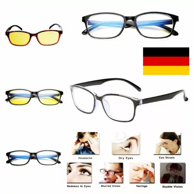 Neu Anti-Fatigue UV Blocking Blue-Light Filter Schutz Computer Gaming Brille DE 2