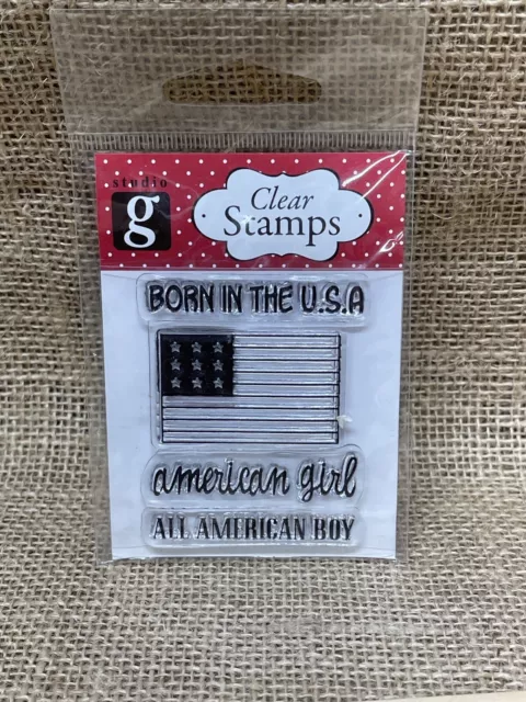 Clear Stamp - US Flag, Born In The USA, American Girl, All American Boy - New!