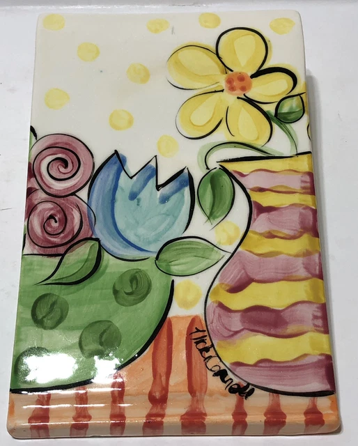 Vintage VICKI CARROLL Cookbook Memo Stand - Mississippi Pottery FLOWER PATTERN
