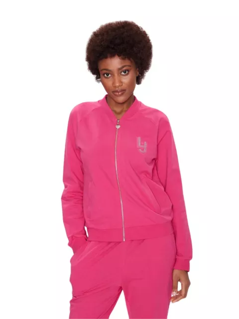 Felpa Liu Jo modello con zip, dal Fit Regular, da donna, in cotone, colore Ro...