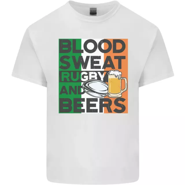 T-shirt top Blood Sweat Rugby and Beers Ireland divertente da uomo cotone 2