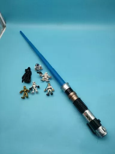 Star Wars Luke Skywalker flick out  Blue Light Saber 2010 Hasbro Figures Bundle
