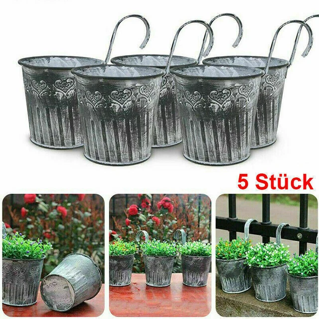 5 Stück Blumentopf Hängetöpfe Pflanz Hängetopf Garten Kräutertopf Metall Deko