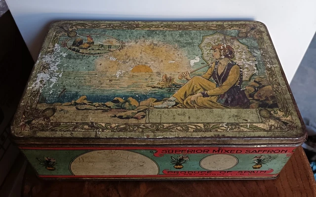 ANCIENNE BOITE À Aiguille de Phono Pleine en Tôle Litho Pub Francis