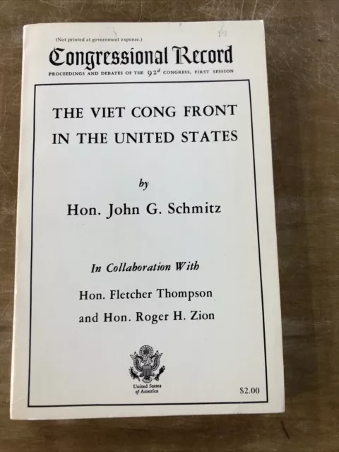 The Viet Cong Front In The United States Congressional Record Vietnam War