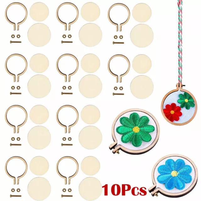 Mini 10pcs Embroidery Hoop Ring Wooden Cross Stitch Frame For Hand Craft USA