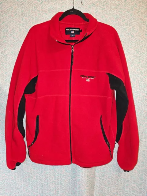 Polo Sport Ralph Lauren vintage full zip fleece Red Blue POLO SPORT on back MED