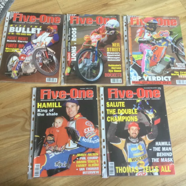 5 X 5 One Speedway Monthly magazine July - Nov/dec  1996 A4 Bundle Joblot