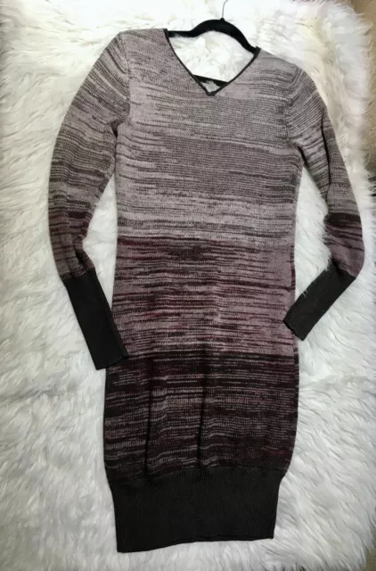 Simply Vera Wang purple V Neck Banded Sleeve Bottom Sweater Dress Womens S