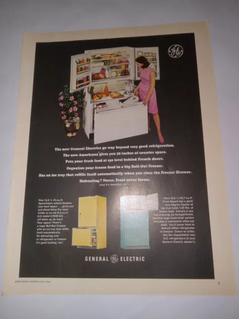 General Electric Print Advertisement Refrigerator Freezer Appliance 1965 1960s