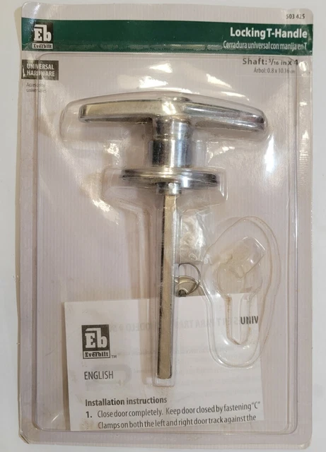 Cierre universal para puerta de garaje Everbilt manija en T con eje de llaves 5/16"" x 4"" 503 425