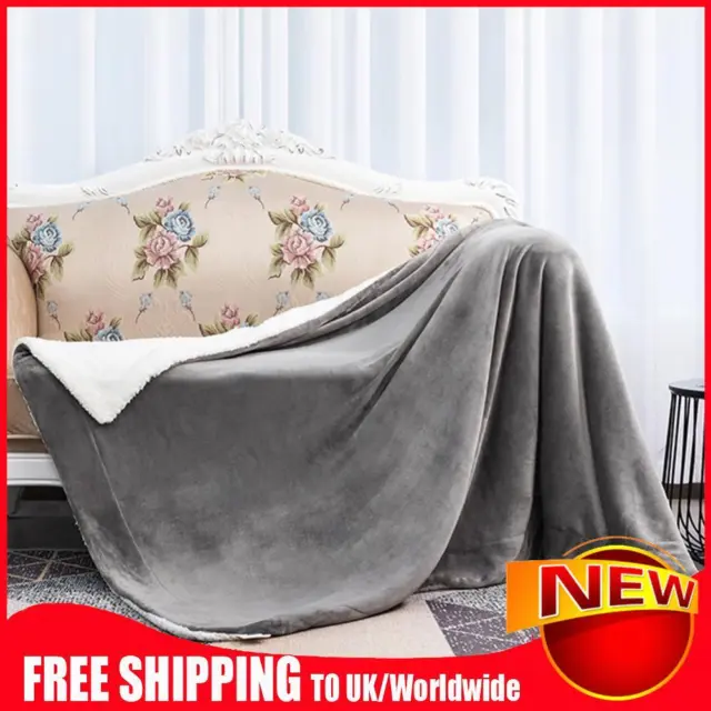 Double Side Soft Flannel Blanket Lightweight Thicken Blanket for Sofa Bed (Grey)