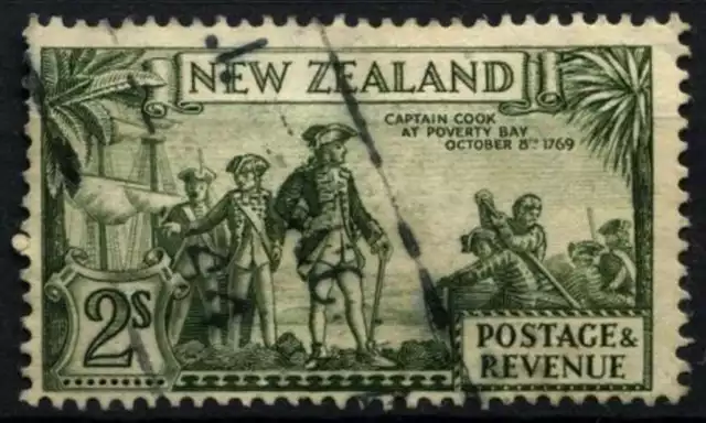 New Zealand 1936-42 SG#589e, 2s Captain Cook, P14x13.5 Used #D70448