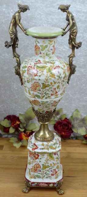 Porzellanvase Jugendstil Prunkgefäß Porzellan Bronze Vase Antik Amphore Craquele