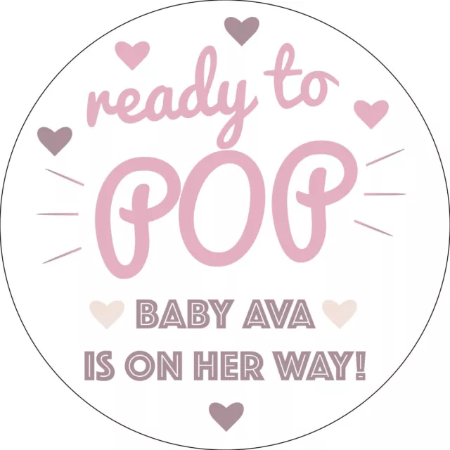 Baby Shower Personalised Round Stickers Labels Ready To Pop Party Favours