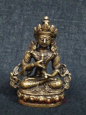 Collect Old China Bronze Carving Tibetan Buddha Statue Amulet Pendant Decoration