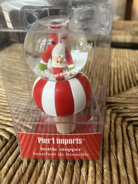 Pier 1 Snowglobe Tipsy Santa Bottle Stopper $15