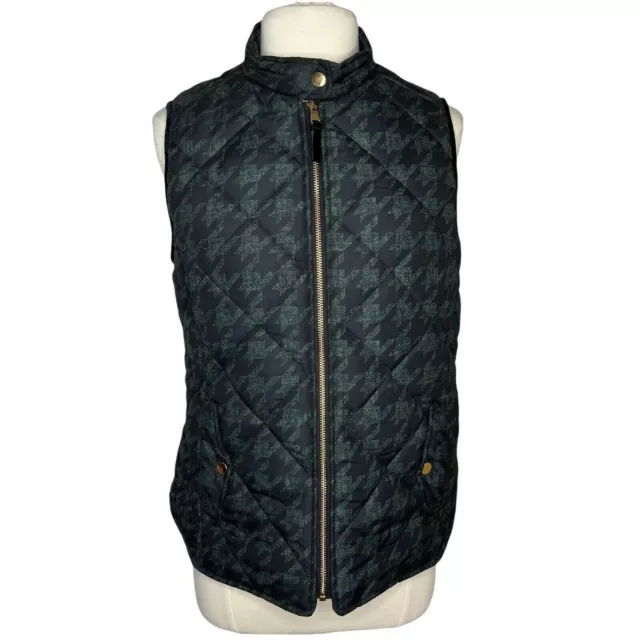 Kensie Jeans Womens Quilted Vest Green Black Pockets Size Medium