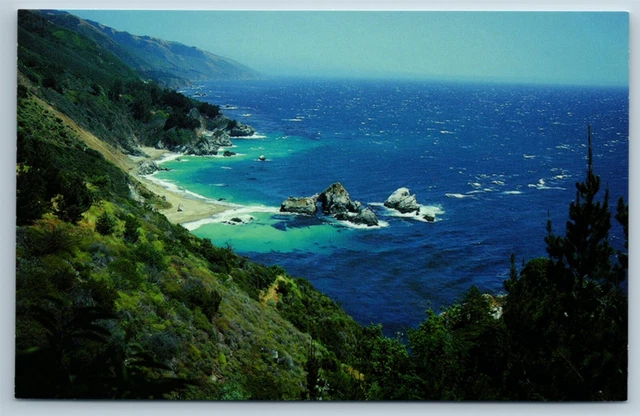 Postcard Julia Pfeiffer Burns State Park Big Sur California Chrome K1G
