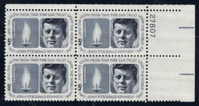 1964 President John F. Kennedy JFK Memorial Eternal Flame Stamp Plate Block NEW!