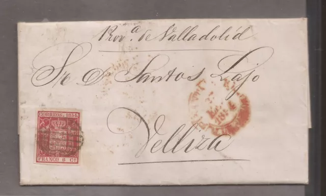 1854 Carta Circulada de Santander a Velliza Edifil 24 VC 25,00 €