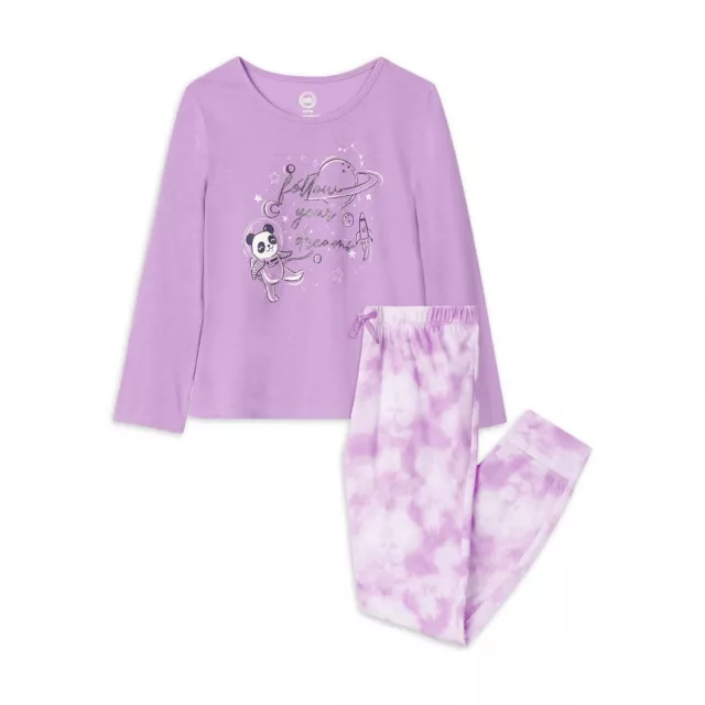 Wonder Nation Girls Long Sleeve Pajama Set, 2-Piece, Size:XL(14-16)plus