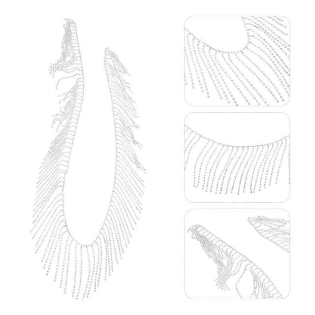 Diamond Bridal Trim Fringe Chain Appliques Rhinestone Wedding