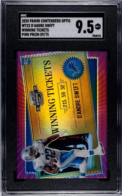 D’Andre Swift /75 2020 Contenders Optic Winning Tickets Pink Prizm SGC 9.5 WT22