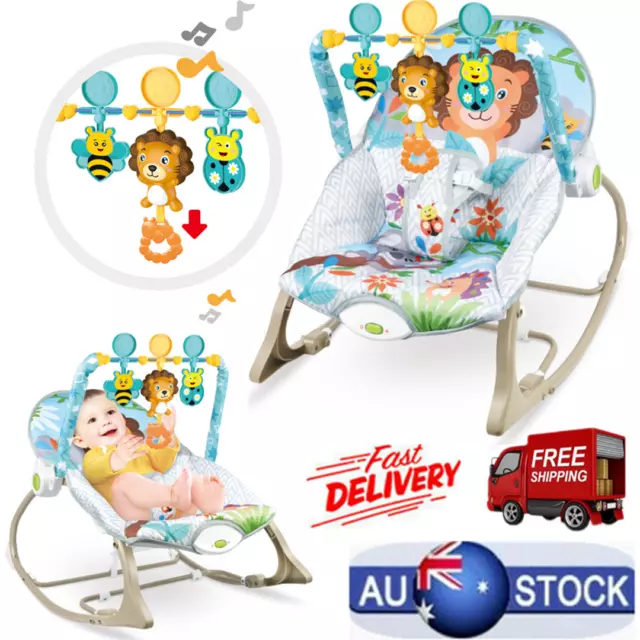 Baby Rocker Bassinet Infant Kids Swing Chair Toddler Newborn Music Toy Bouncer