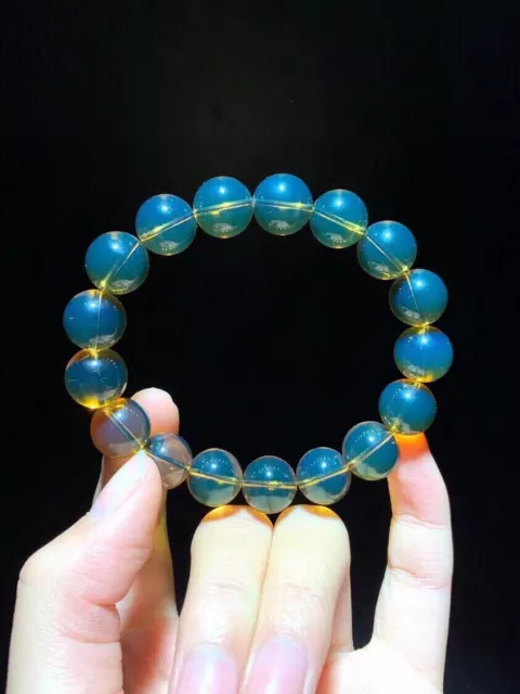 11mm 100% Natural Dominican Sky Blue Amber Bead Bracelet + Certificate AAA