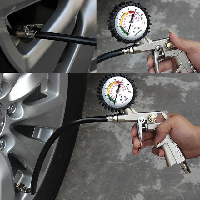 Digital Dial Pressure Meter Gauge 220 PSI Dual Head Air Chuck for Car Auto Truck