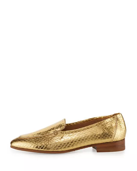 THE ROW Adam Watersnake Loafer Shoes, Gold Size 38.5 MSRP: $990.00 2