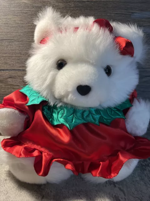 Vintage MISS SANTA BEAR 1994 Dayton Hudson Christmas Plush Holly Collar