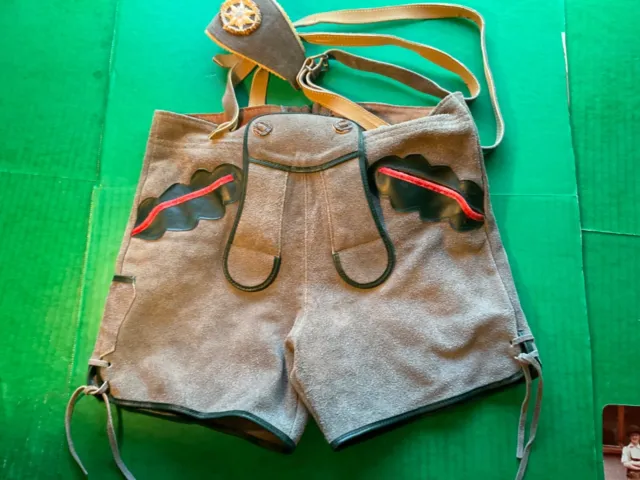 Childs Authentic Suede Leather Bavarian German Trachten Lederhosen Shorts