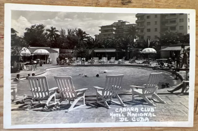 Vintage Postcard Hotel Nacional de Cuba National Havana Cabana Sun Club Pool B&W