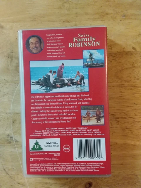 VHS WALT DISNEY'S Swiss Family Robinson with John Mills & Dorothy ...