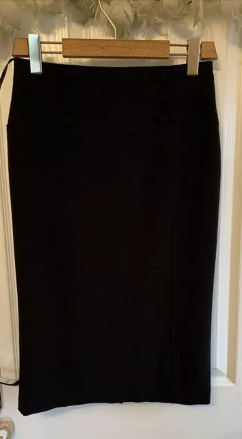 Papaya Ladies Smart Black Lined Skirt Size 8 Waist 29 ins Length 26 ins