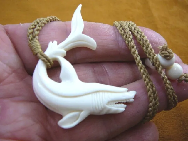 J-SHARK-1) white sha rk PENDANT Jewelry Necklace SHARKS water buffalo material