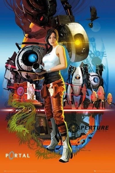 PORTAL ~ APERTURE LABS ~ CAST ~ 24x36 Video Game Poster ~ NEW/ROLLED!