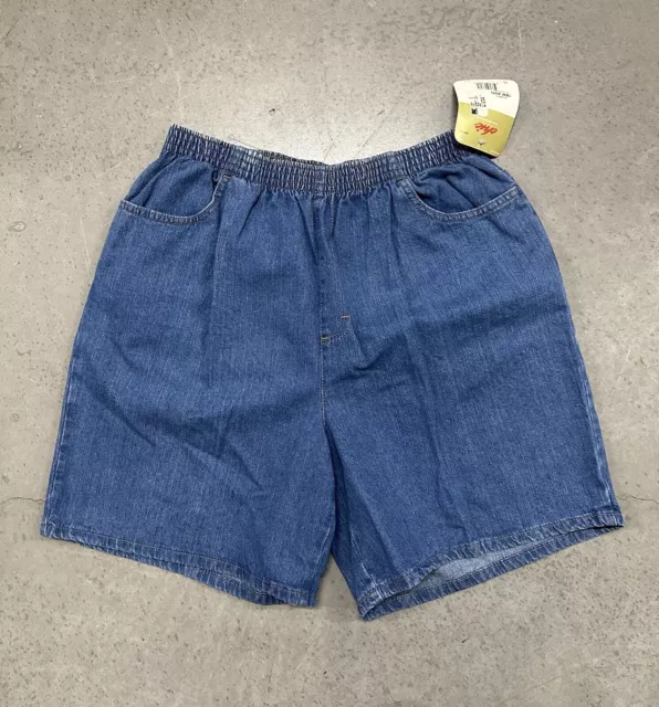 Vintage 90s NWT CHIC Comfort Collection Blue Elastic Waistband Shorts Size 18W