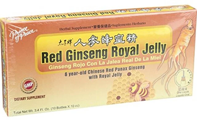 Jalea real de ginseng rojo de Prince of Peace, paquete de 10 viales de 6