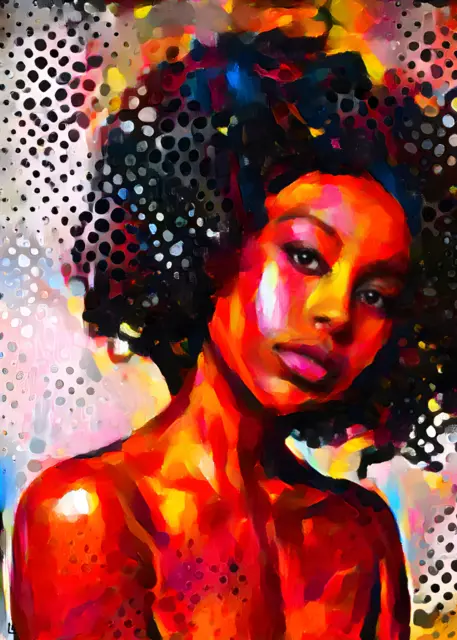 Arte de mujer negra, cartel de mujer africana, obras de arte coloridas