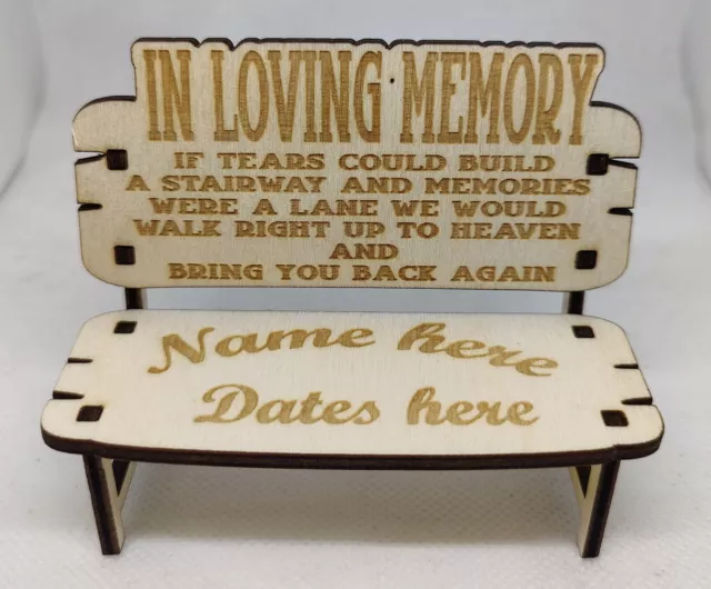 Placa conmemorativa In Loving Memory Bench regalo de recuerdo