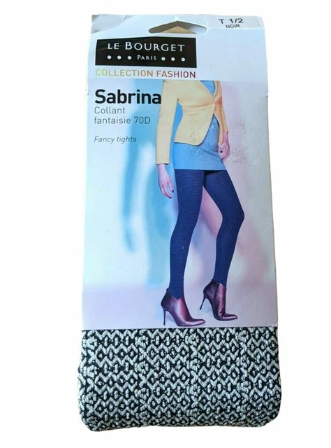 LE BOURGET SABRINA NEUF Taille 1/2  NOIR collants fantaisie opaque 70 D